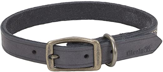 Circle T Rustic Leather Town Dog Collar, Slate Grey, 5/8-in Wide x 14-in Long (Size: 5/8-in Wide x 14-in Long)