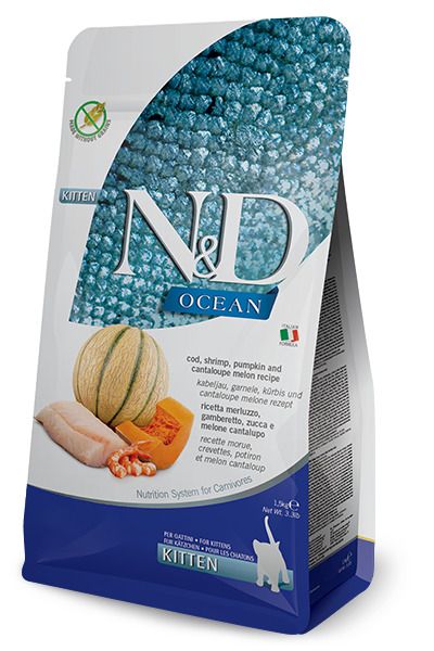 Farmina Ocean Cod Shrimp Pumpkin Cantaloupe Kitten Cat Food, 1.5kg