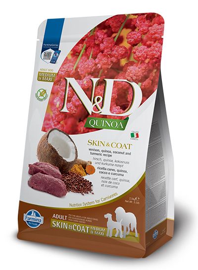 Farmina Quinoa Venison Skin & Coat Adult Med/Maxi Dog, 2.5kg