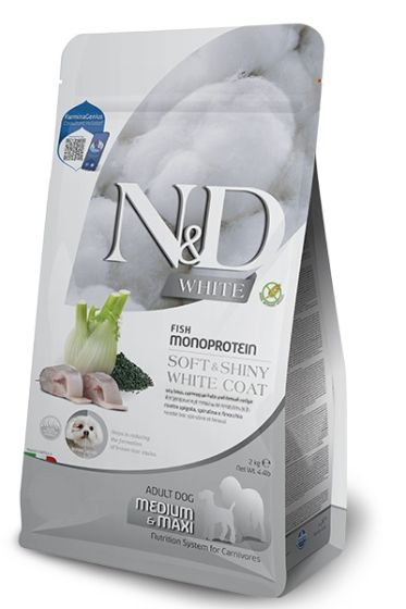 Farmina N&D White Coat Sea Bass, Fennel & Kelp Med/Max Puppy Food, 2-kg