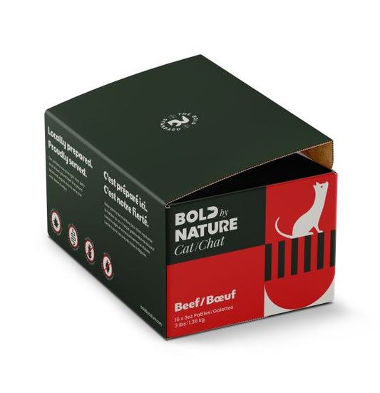 Bold by Nature Beef for Cats Frozen Cat Food 3 lb (16 x 3 oz Patties)