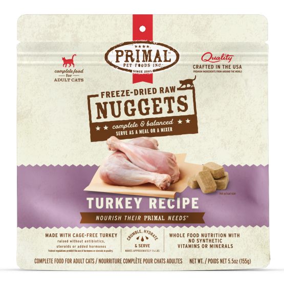 Primal Raw Freeze-Dried Nuggets Turkey Formula Cat Food, 14-oz