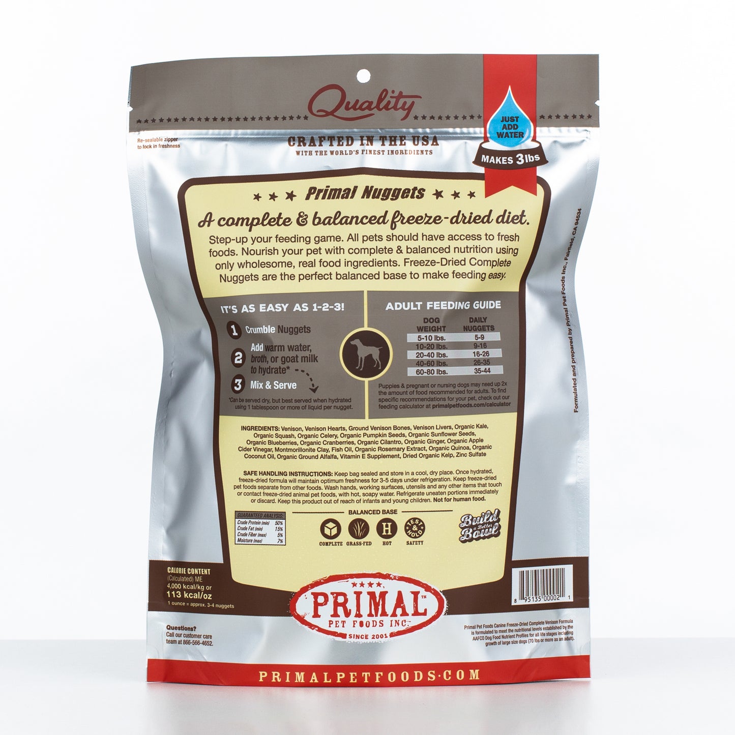 Primal Raw Freeze-Dried Nuggets Venison Formula Dog Food, 5.5-oz (Size: 5.5-oz)