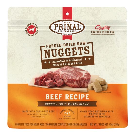 Primal Raw Freeze-Dried Nuggets Beef Formula Dog Food, 5.5-oz (Size: 5.5-oz)