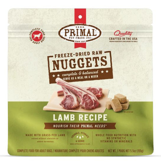 Primal Raw Freeze-Dried Nuggets Lamb Formula Dog Food, 5.5-oz (Size: 5.5-oz)