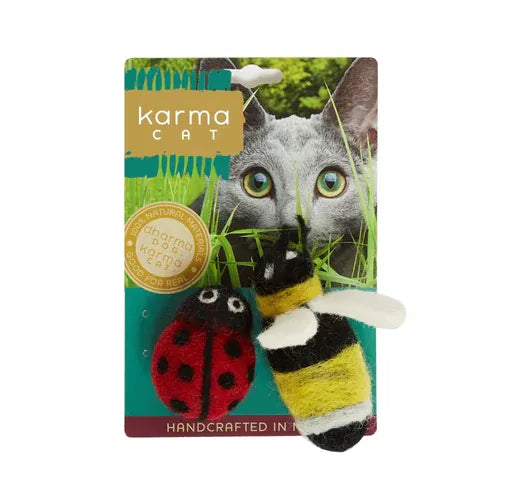 KARMA CAT – 2 Pack of 3″ Wool Felt Lady Bug & Bee