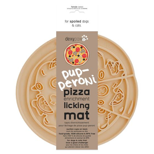 Dexypaws Pup-Peroni Pizza Enrichment Licking Mat, Yellow Cat Dog 1pc