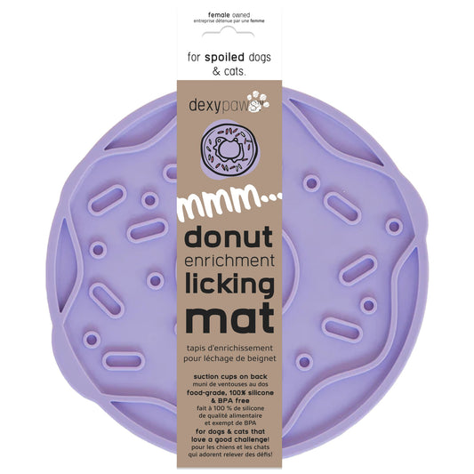 Dexypaws Mmm Donut Enrichment Lick Mat Mauve Purple for Dogs and Cats