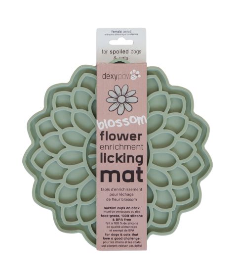 Dexypaws - Blossom Flower Enrichment Licking Mat, Sage Green