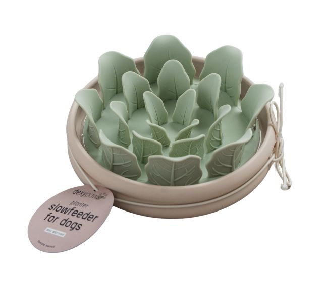 Dexypaws Silicone Slow Feeder Dog Bowl, Lettuce Shaped, 8-oz