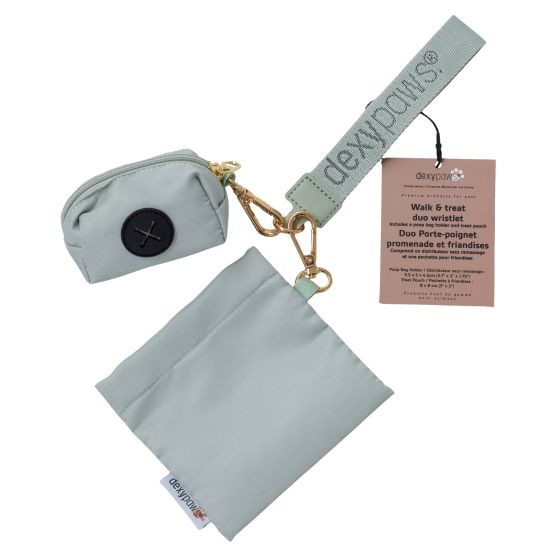 Dexypaws Dual Pouch Wristlet poop bag holder and treat pouch in sage green