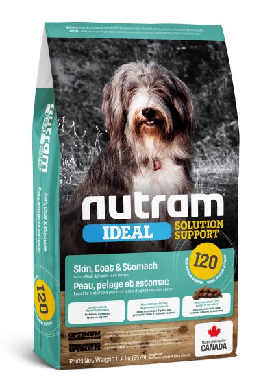 Nutram Ideal (I20) Skin, Coat and Stomach Lamb and Brown Rice Dog, 25lbs