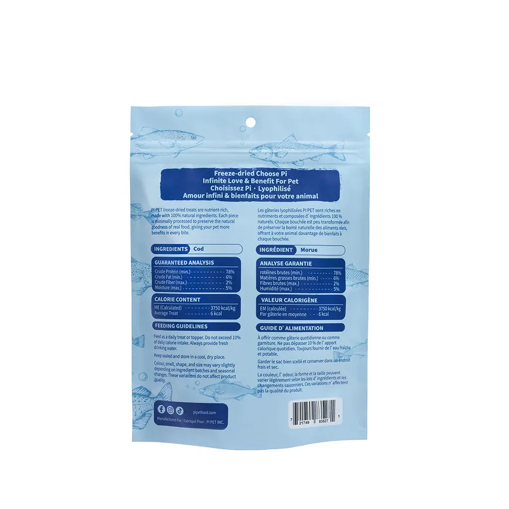 PI Pet Food Freeze-Dried Cod Fillets Dog & Cat Treat 28-g