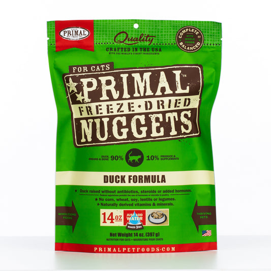 Primal Raw Freeze-Dried Nuggets Duck Formula Cat Food, 14-oz (Size: 14-oz)