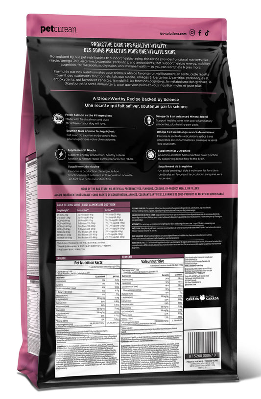 Go! Solutions Healthy Aging Salmon + Duck Recipe with Grains Dry Dog Food 22-lb