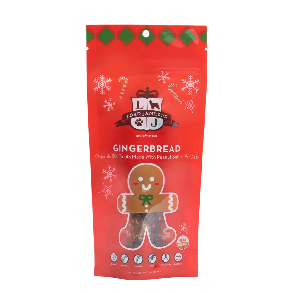 Lord Jameson Christmas Gingerbread Organic Soft & Chewy Dog Treats 6-oz Orono Ontario