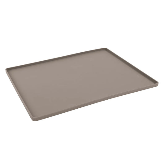 Messy Mutts Silicone Non-Slip Dog Bowl Mat with Raised Edge, Cool Grey (Size: 16-in x 12-in)