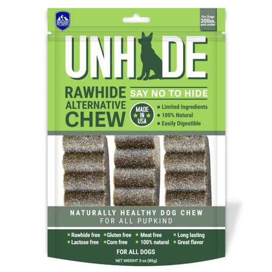 Unhide Rawhide Alternative Chew Small Dog 3pk, 3-oz