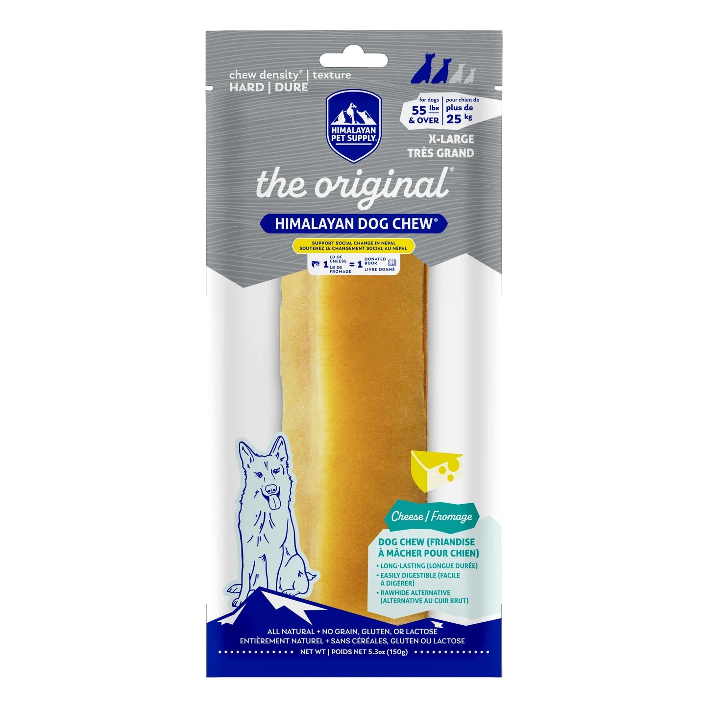 Himalayan Dog Chew - Original Cheese - XL - (Grey - 70 lbs and under) - 156g Bilingual