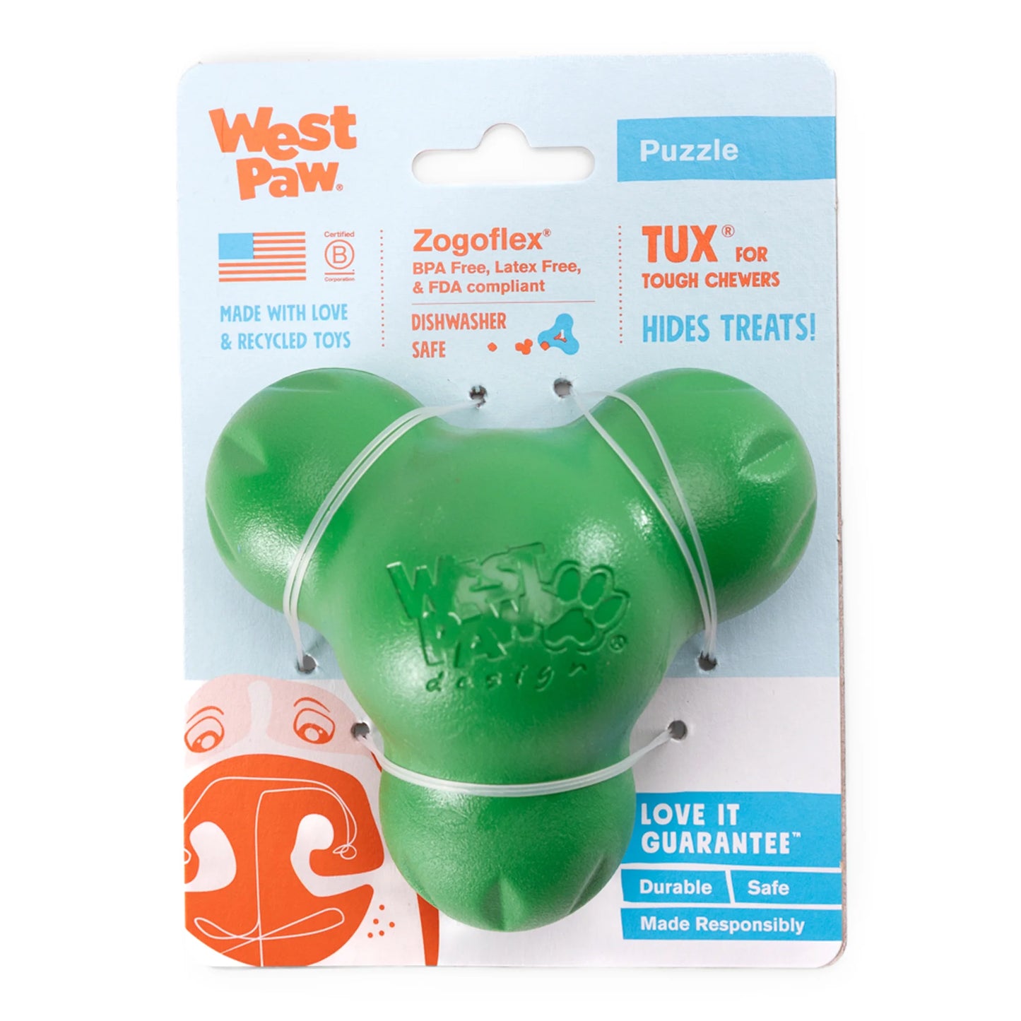 West Paw Zogoflex Tux Dog Toy, Clover (Limited Edition), Large