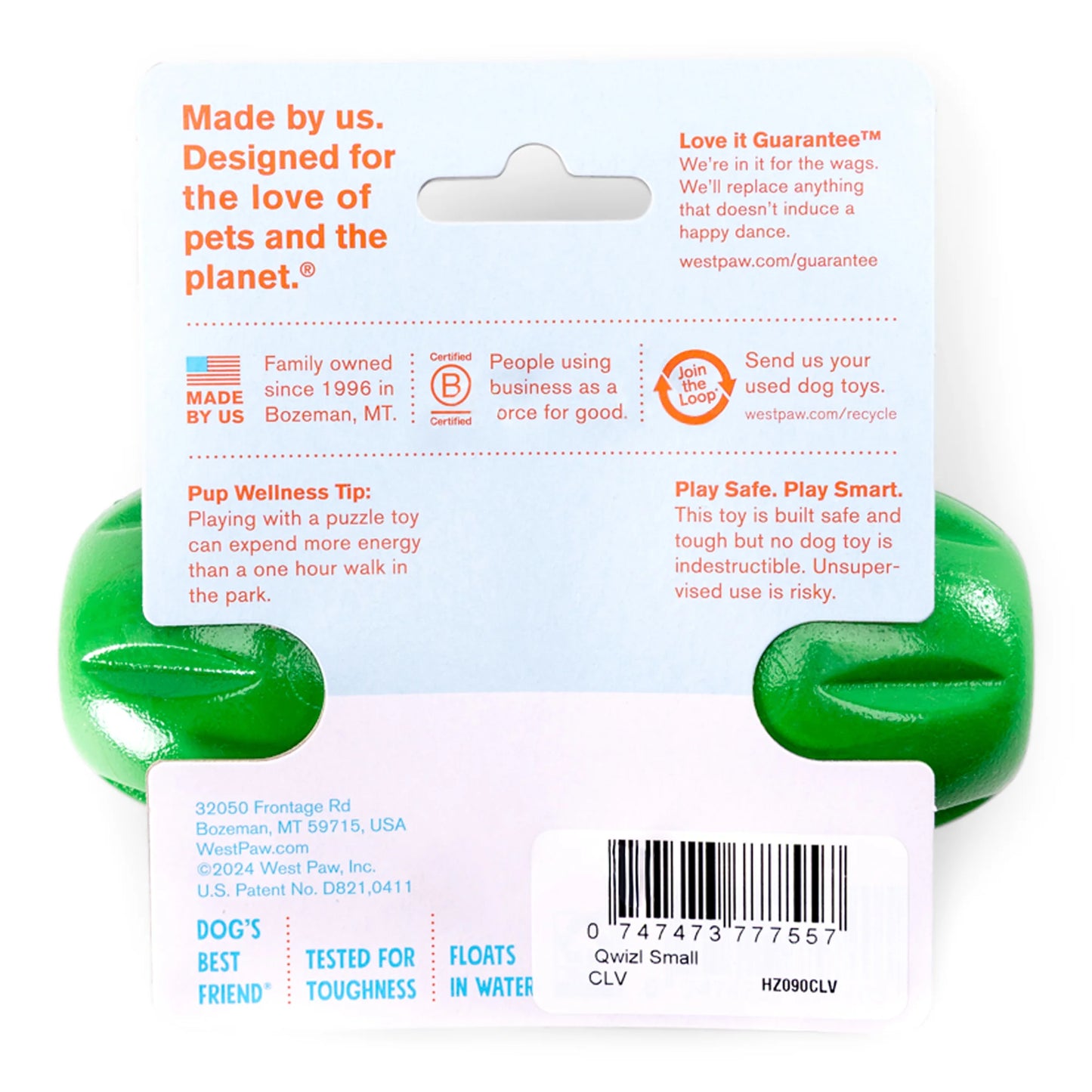 West Paw Zogoflex Qwizl Dog Toy, Clover (Limited Edition), Large