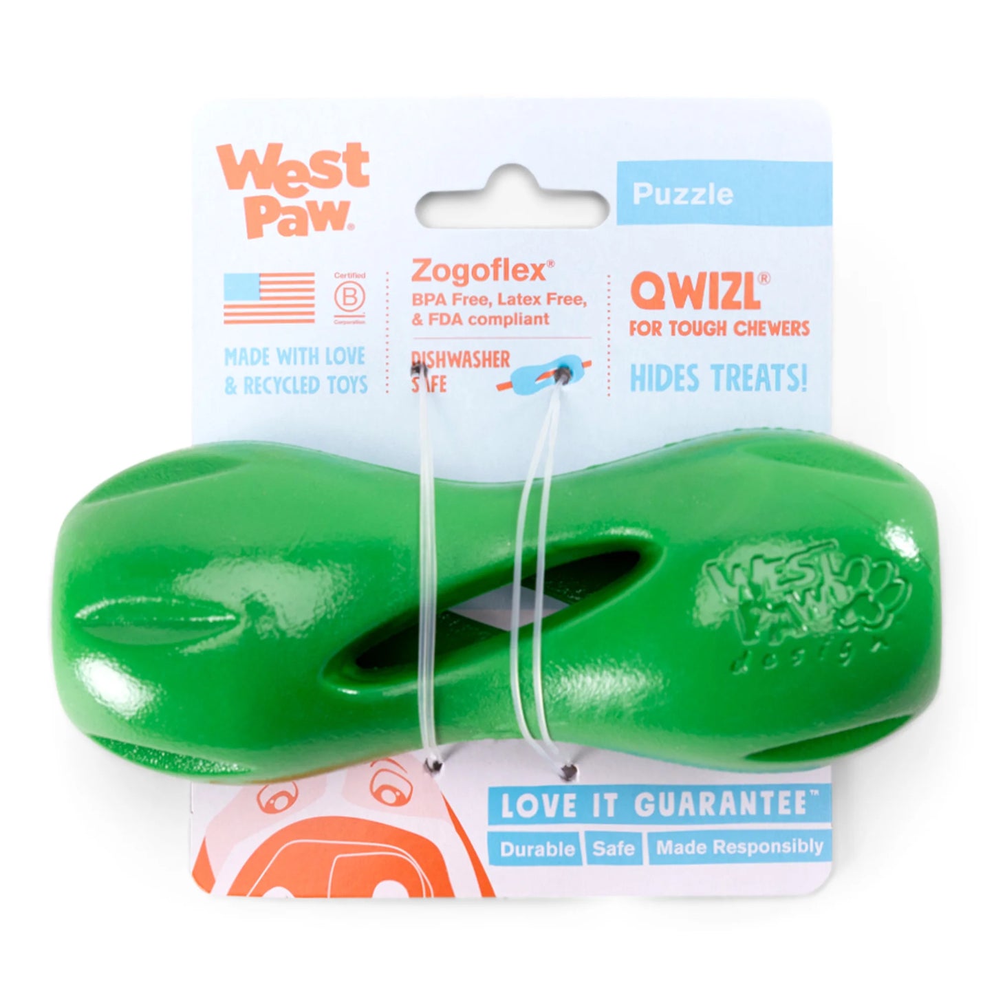 West Paw Zogoflex Qwizl Dog Toy, Clover (Limited Edition), Large