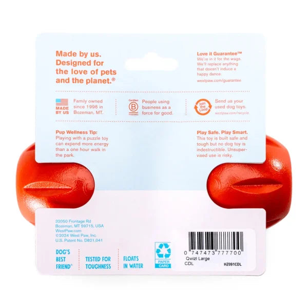 West Paw Zogoflex Qwizl Dog Toy, Cardinal (Limited Edition), Large