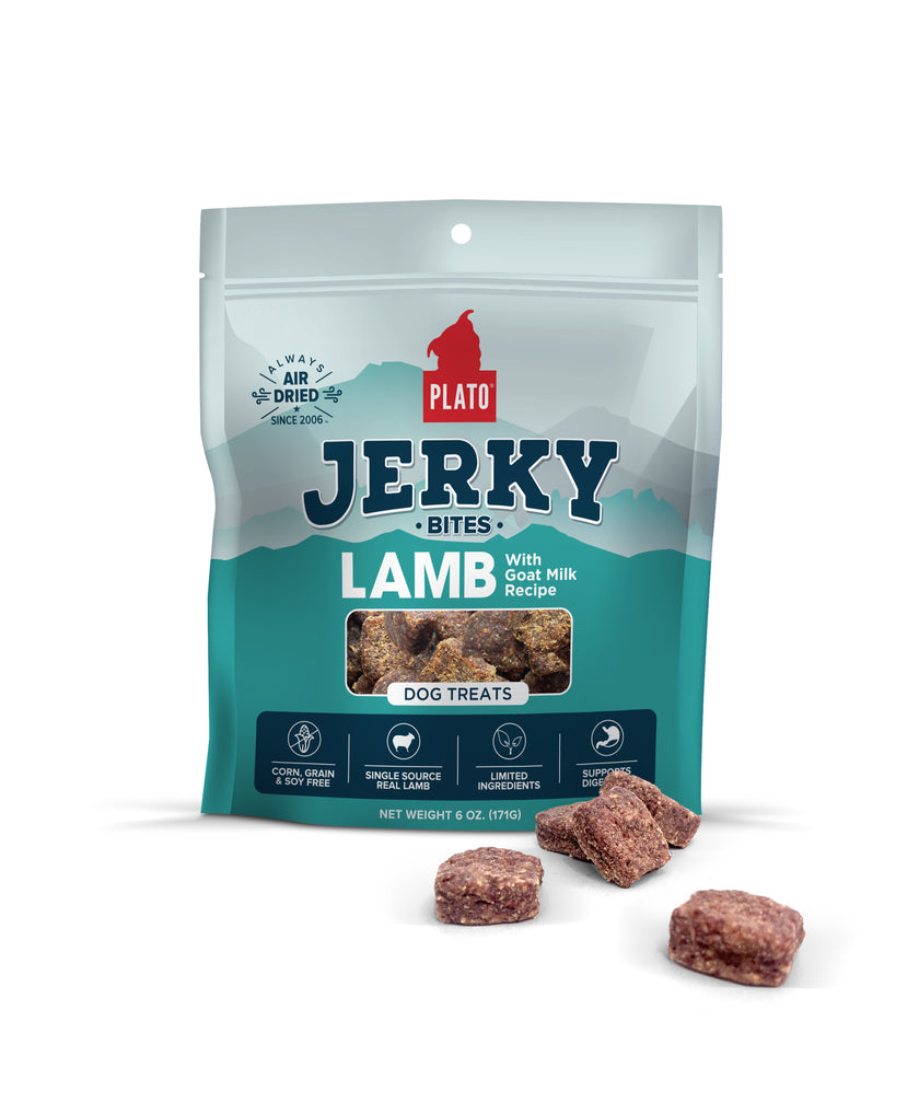 PLATO PET TREATS Lamb with Goat Milk Jerky Bites, 6-oz