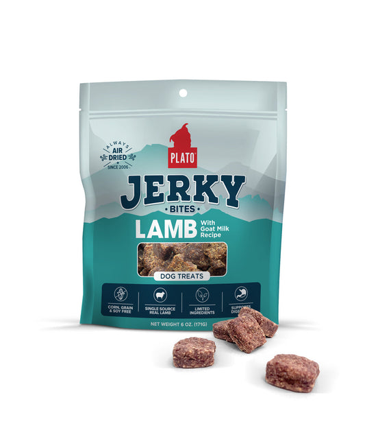 PLATO PET TREATS Lamb with Goat Milk Jerky Bites, 6-oz