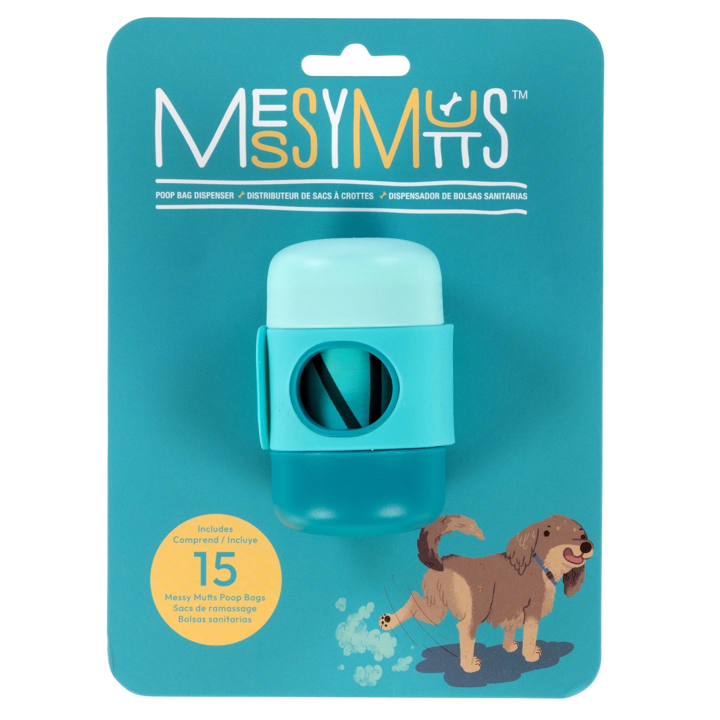 Messy Mutts Silicone Waste Bag Dispenser w/ strap - Blue