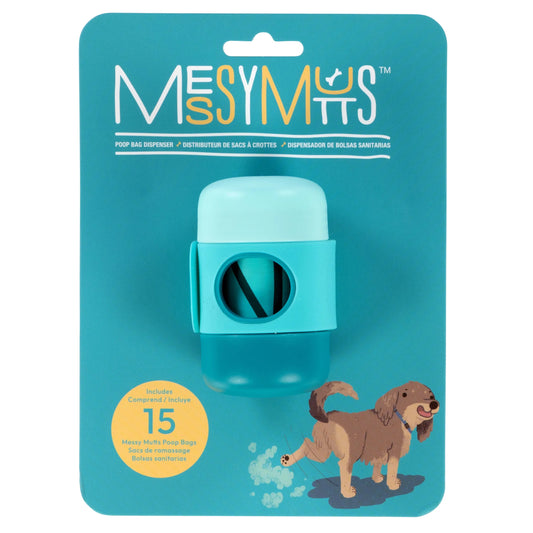 Messy Mutts Silicone Waste Bag Dispenser w/ strap - Blue