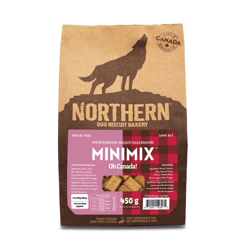 Northern Pet Mini Mix Oh Canada Wheat-Free Dog Biscuits Bacon & Poutine Dog, 450-g