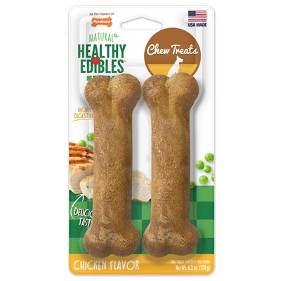 Nylabone Healthy Edibles Chicken Dog Treats Wolf Twin Pack 2-Count
