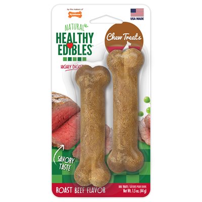 Nylabone Healthy Edibles Roast Beef Dog Treats Petite Twin Pack 2-Count