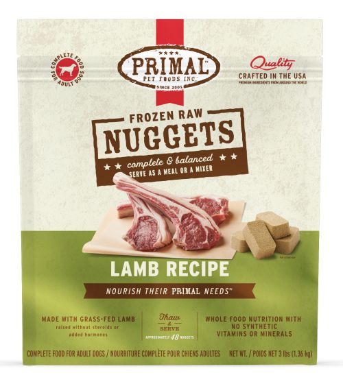 Primal Raw Frozen Lamb Nuggets Dog, 3-lb