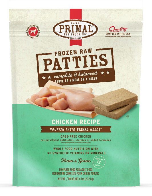 Primal Frozen Chicken Patties Dog, 6-lb