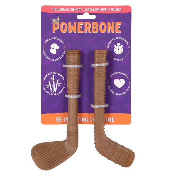 Powerbone Nylon & Bamboo Chew Duo Mini Golf And Hockey Clubs Dog, 7"