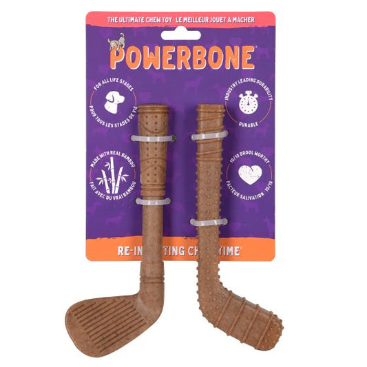 Powerbone Nylon & Bamboo Chew Duo Mini Golf And Hockey Clubs Dog, 7"