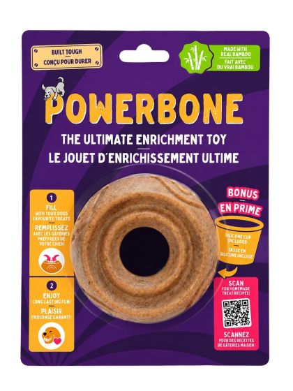 Powerbone Nylon and Bamboo Enrichment Dog Toy with Silicone Cup