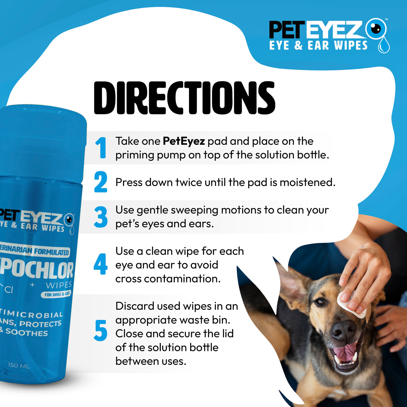 PetEyez™ Hypochlor and Wipes for Eyes and Ears