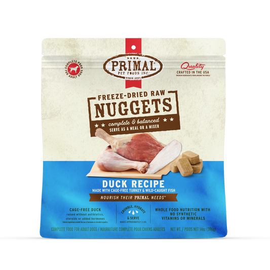 Primal Raw Freeze-Dried Nuggets Duck, Turkey, and Fish Formula Dog Food, 5.5-oz