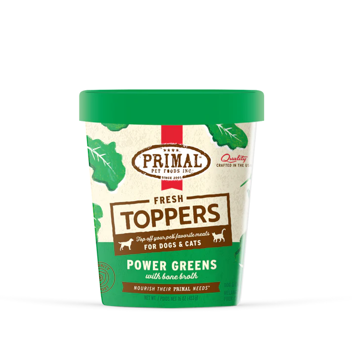 Primal Fresh Toppers Power Greens, Frozen Dog & Cat Food Topper, 16-oz