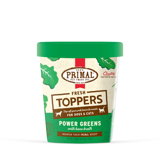 Primal Fresh Toppers Power Greens, Frozen Dog & Cat Food Topper, 16-oz