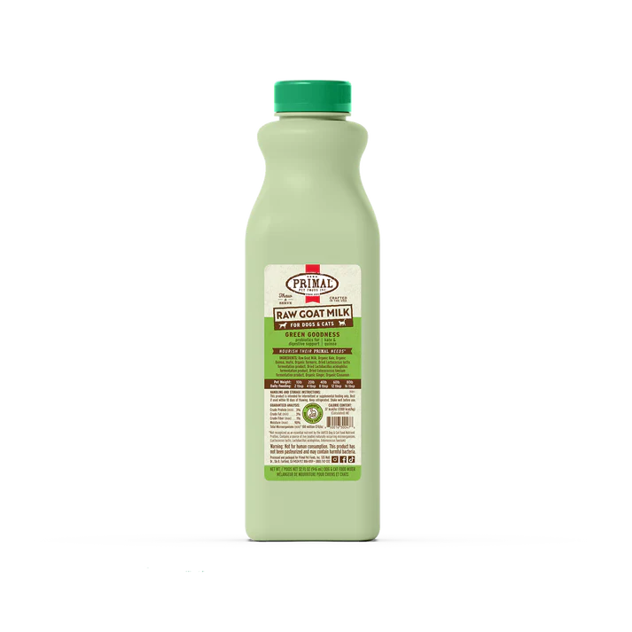 Primal Raw Frozen Goat Milk 'Green Goodness' for Dogs & Cats, 32-oz