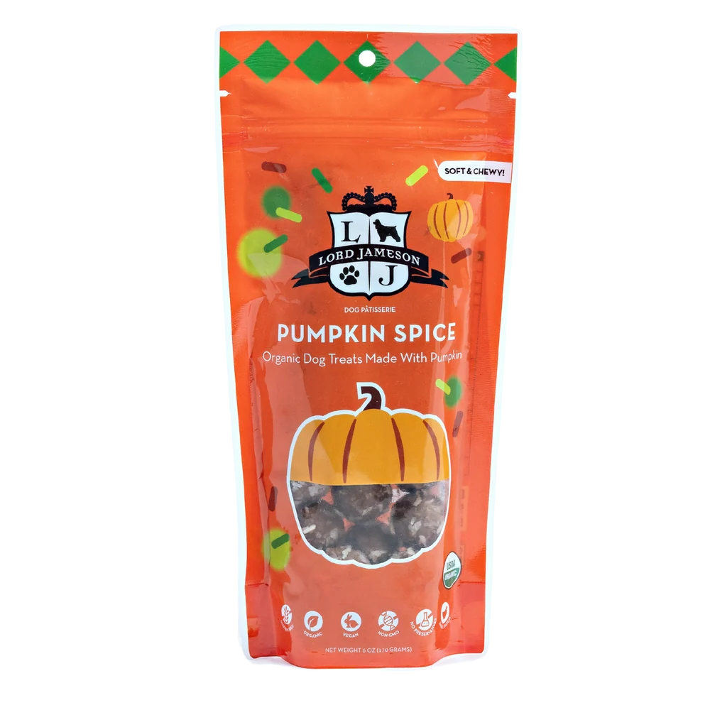 Lord Jameson Pumpkin Spice Organic Soft & Chewy Dog Treats 6-oz Bowmanville Ontario