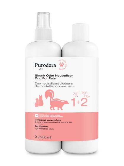 Purodora Lab Skunk Odor Neutralizer & Shampoo Duo For Pets, Cotton & Apple, 2x250 ml