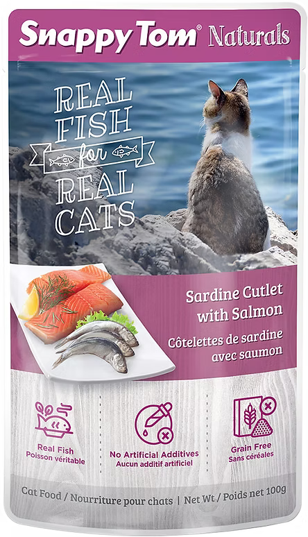 Snappy Tom Naturals Sardine Cutlet with Salmon Wet Cat Food, 100 gm