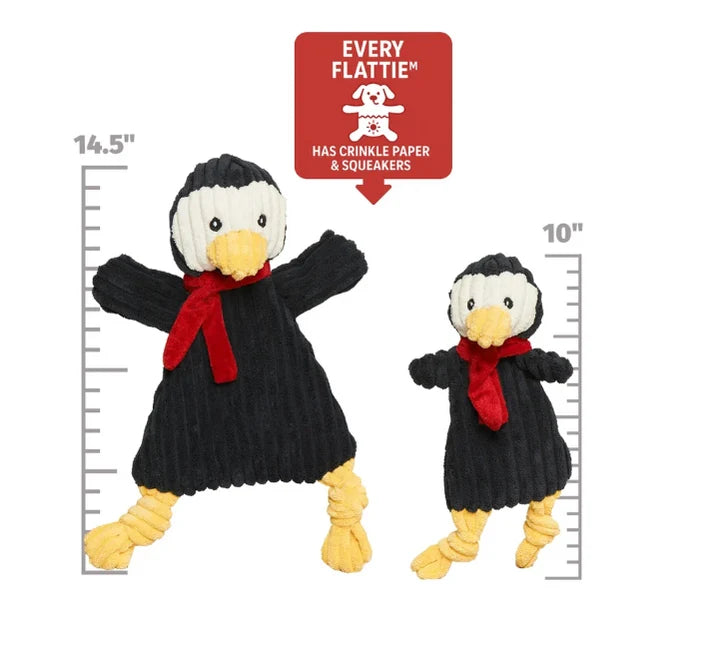 HuggleHounds HuggleFlatties Chillie Charlie Penguin Holiday Dog Toy Small