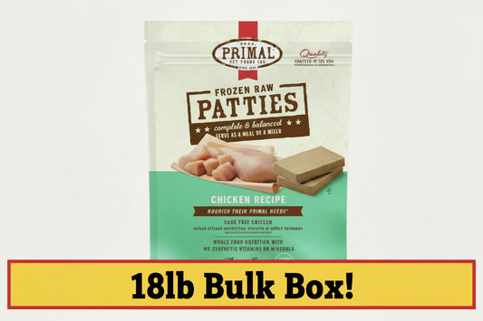 Primal Patties Chicken Recipe Raw Frozen Dog Food - 18lb