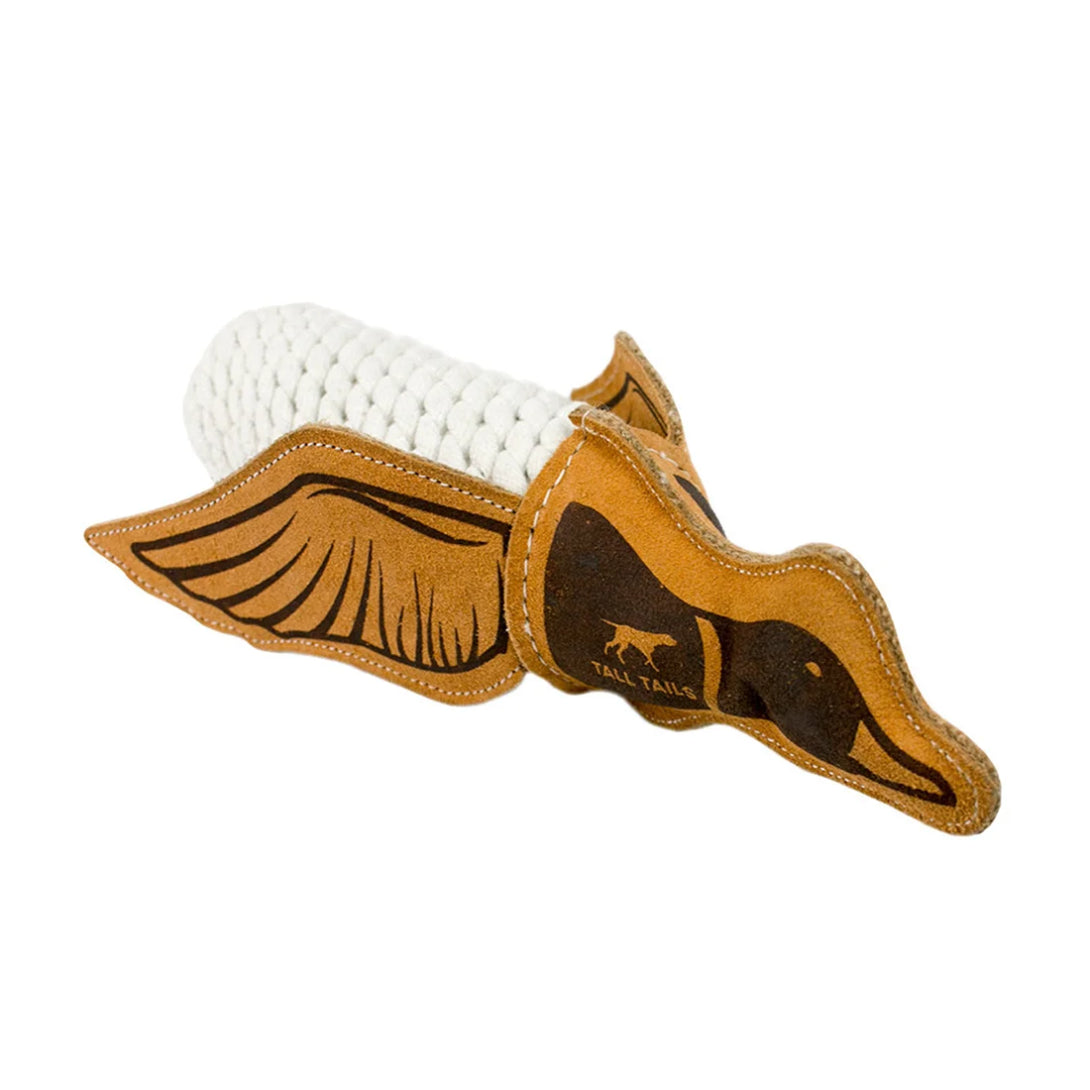 Tall Tails – Natural Leather & Rope Quacker Toy – 16″